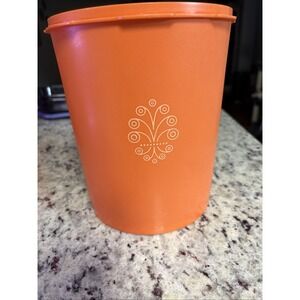 Vintage Tupperware 805-7 Orange Servalier Large 17 Cup Canister NO LID